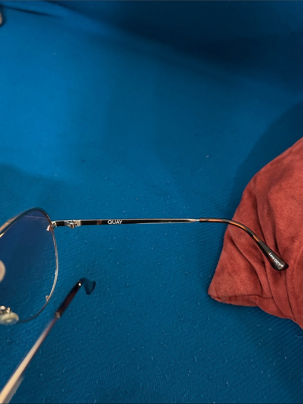 Quay Australia Gold Frame Sunglasses with Blue Lenses - Picture 3 of 4
